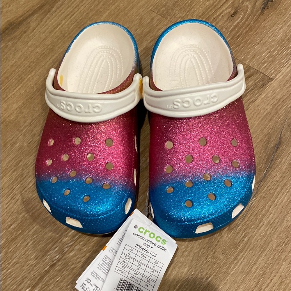 Crocs Kids Glitter Clogs - Pink and Blue